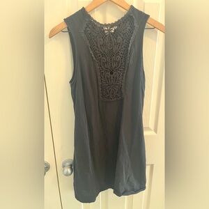 Free People Black Embroidered Bib Mini Dress Size Small